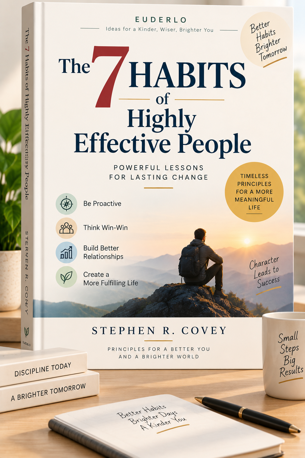 The 7 Habits of Highly Effective People by Stephen R. Covey book recommendation about personal effectiveness, character and meaningful habits.